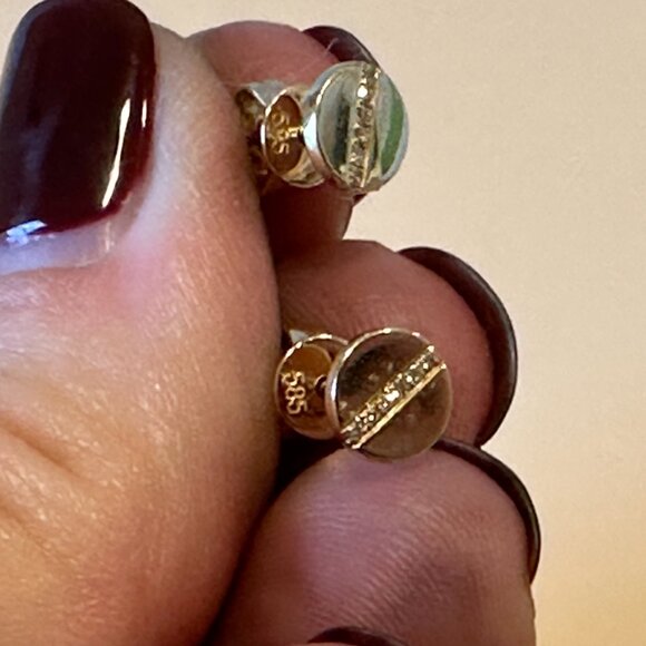 EF Collection Diamond Screw Stud 14k Yellow gold - Picture 10 of 10